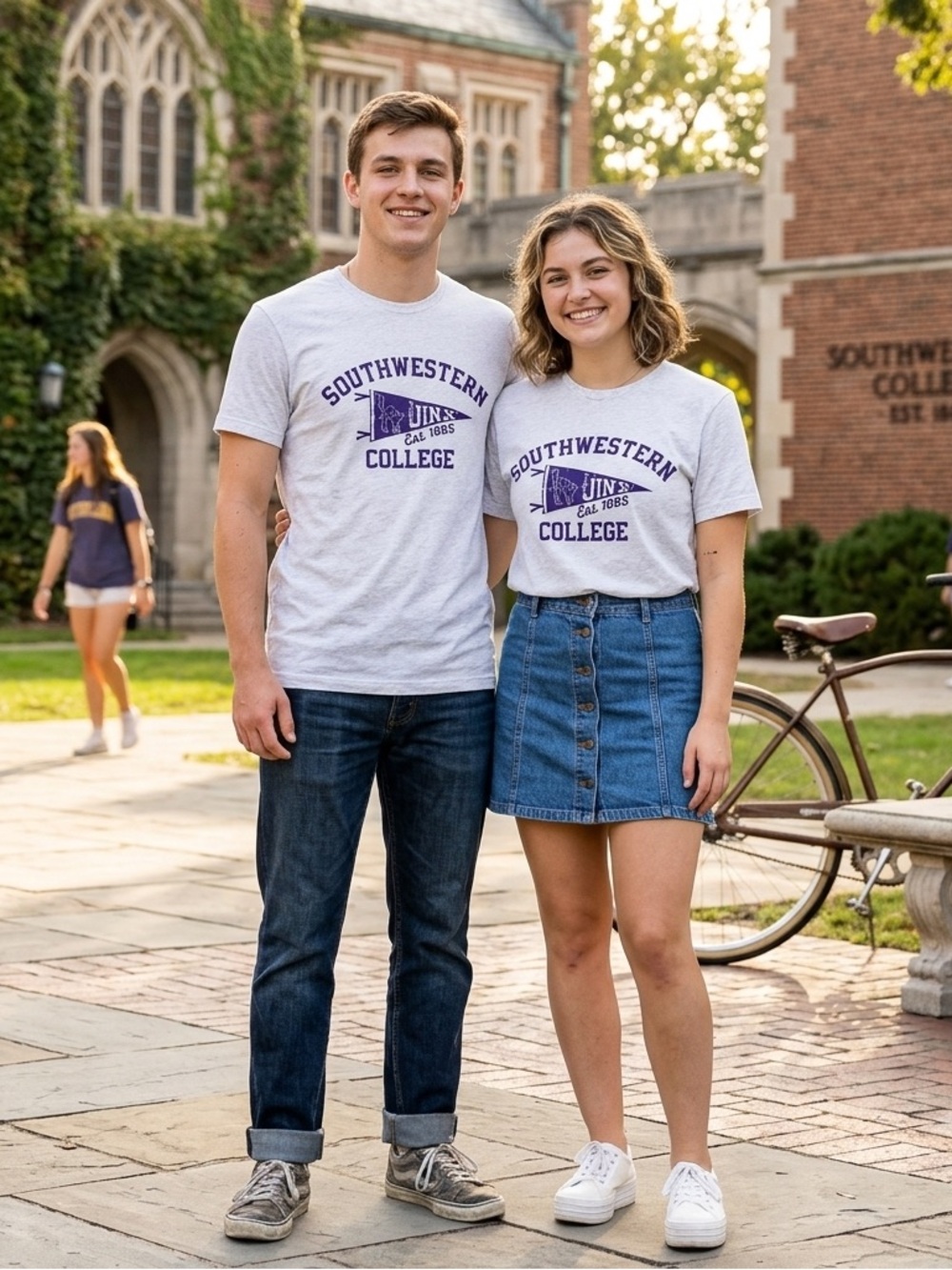 NWOT Southwestern College Logo Tee Heather Gray Purple Size Medium T-Shirt